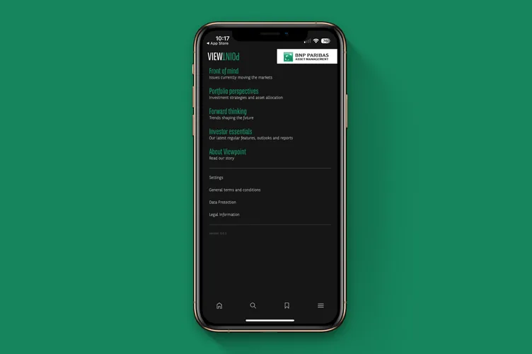 Application mobile BNP Paribas - Ecran d'accueil